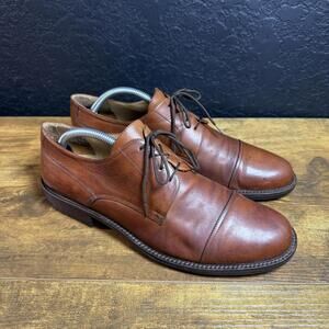 Johnston & Murphy Shoes Mens Size 9.5 Brown Cap Toe Oxford Dress Leather 15-530